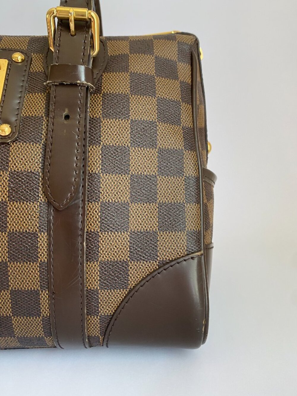 Louis Vuitton Berkeley Damier Ebene Satchel Bag Brown Top Handle - Picture 9 of 16